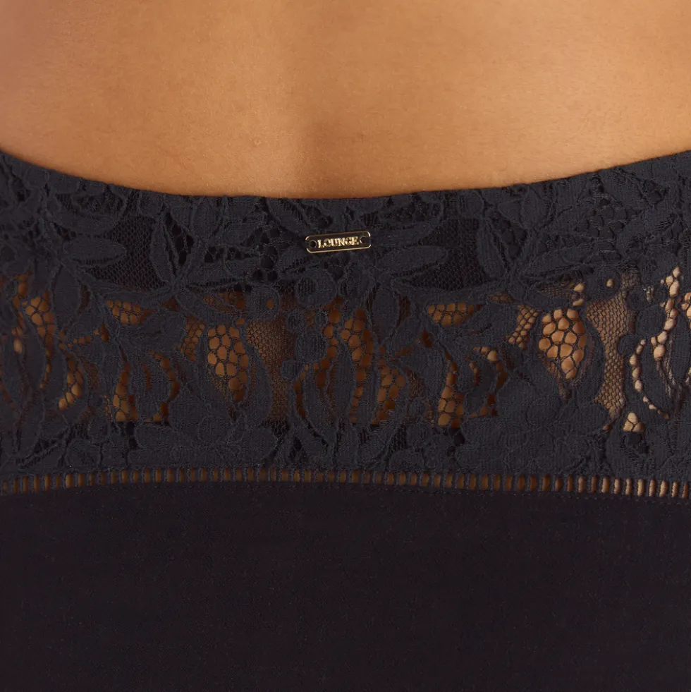 Jupe Longue à Panneau en Dentelle - Noir