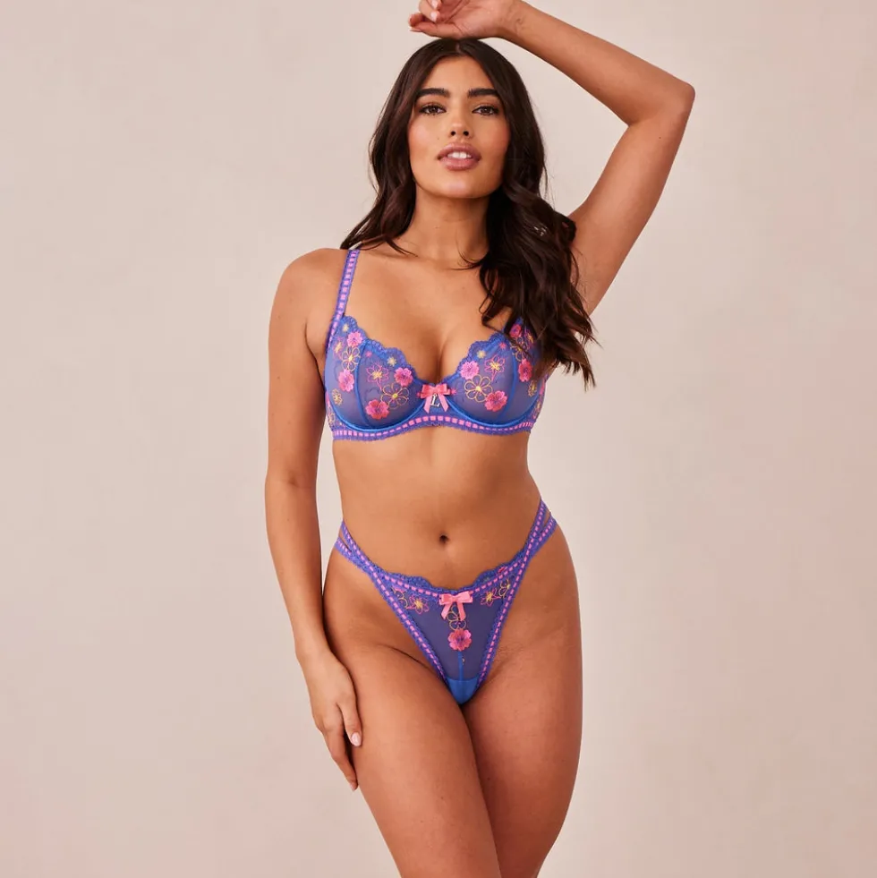 Neon Balcony Soutien-Gorge et String Ensemble - Bleu