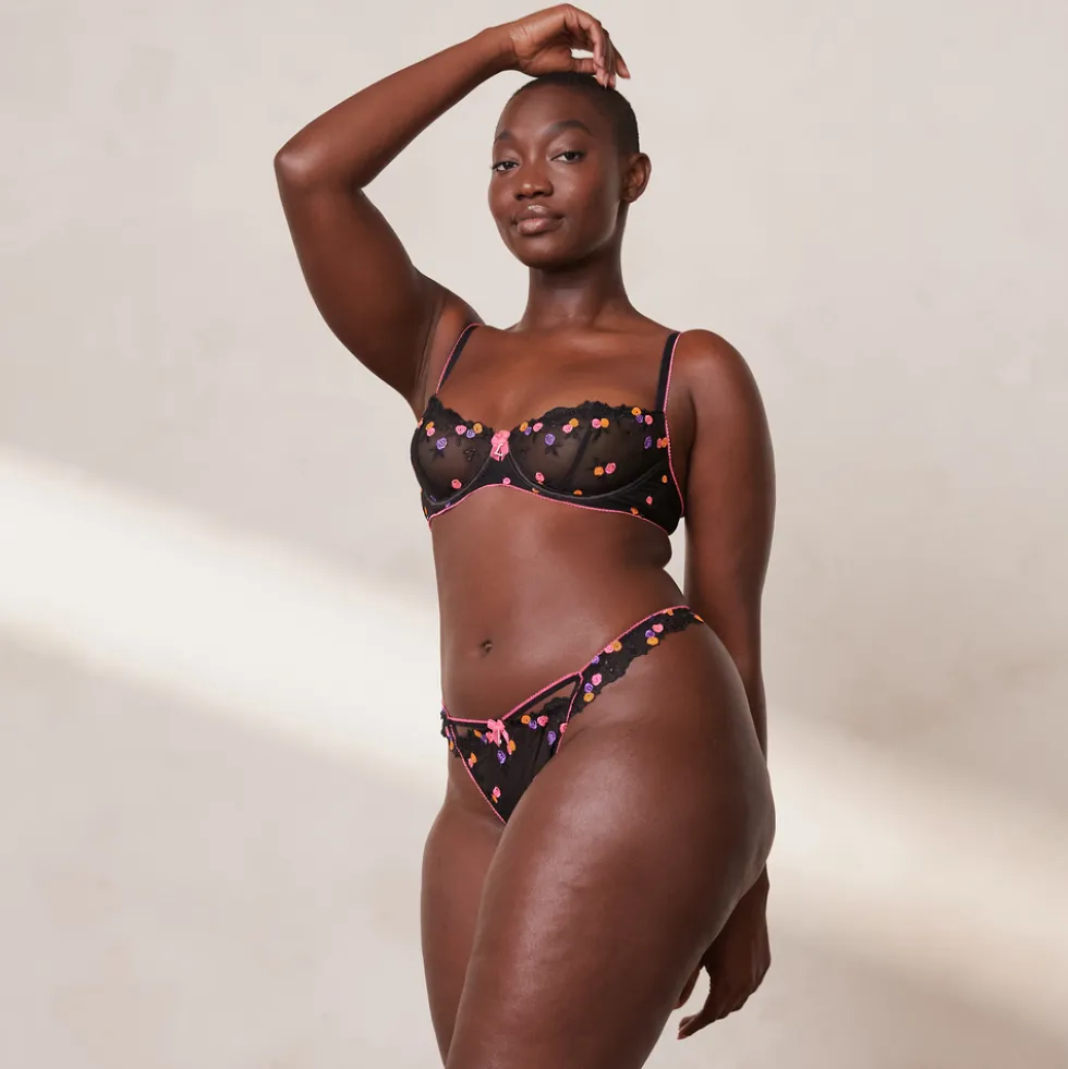 Neon Balcony Soutien-Gorge et G-string Ensemble - Noir
