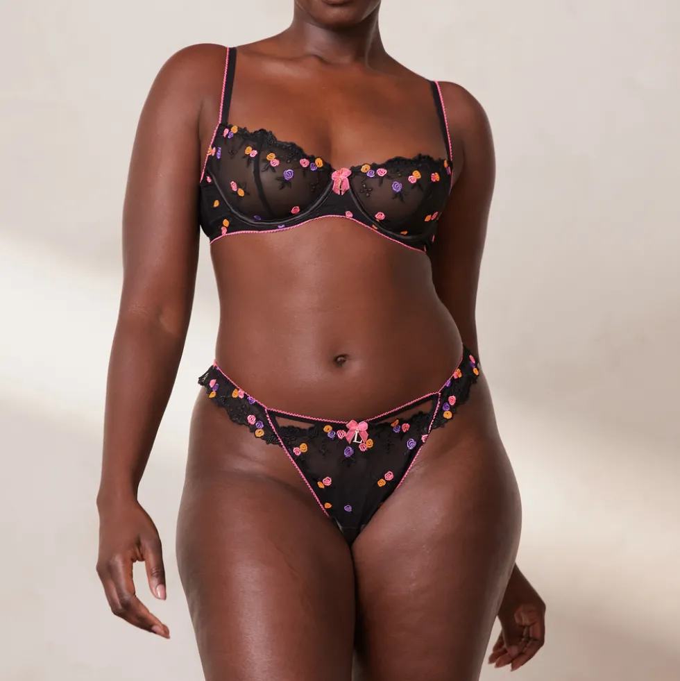 Neon Balcony Soutien-Gorge et G-string Ensemble - Noir