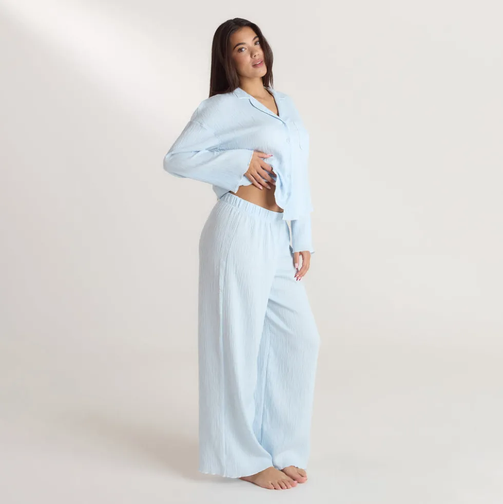 Pantalon de Pyjama Crinkle - Bleu