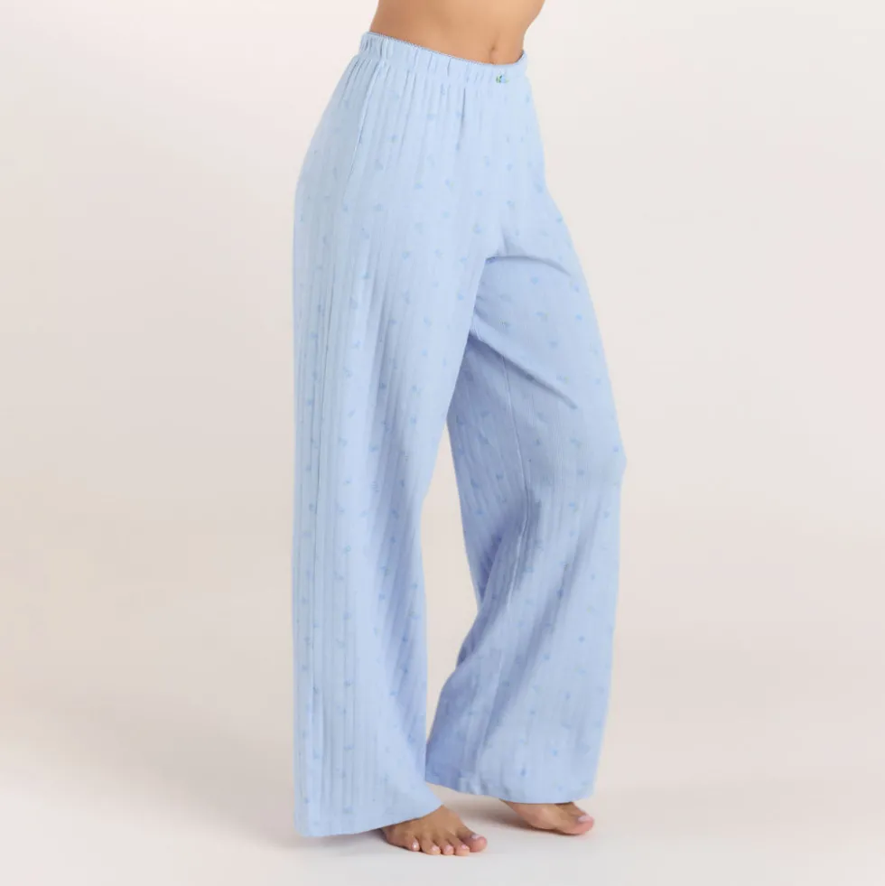 Pantalon de Pyjama en Pointelle - Bleu Floral