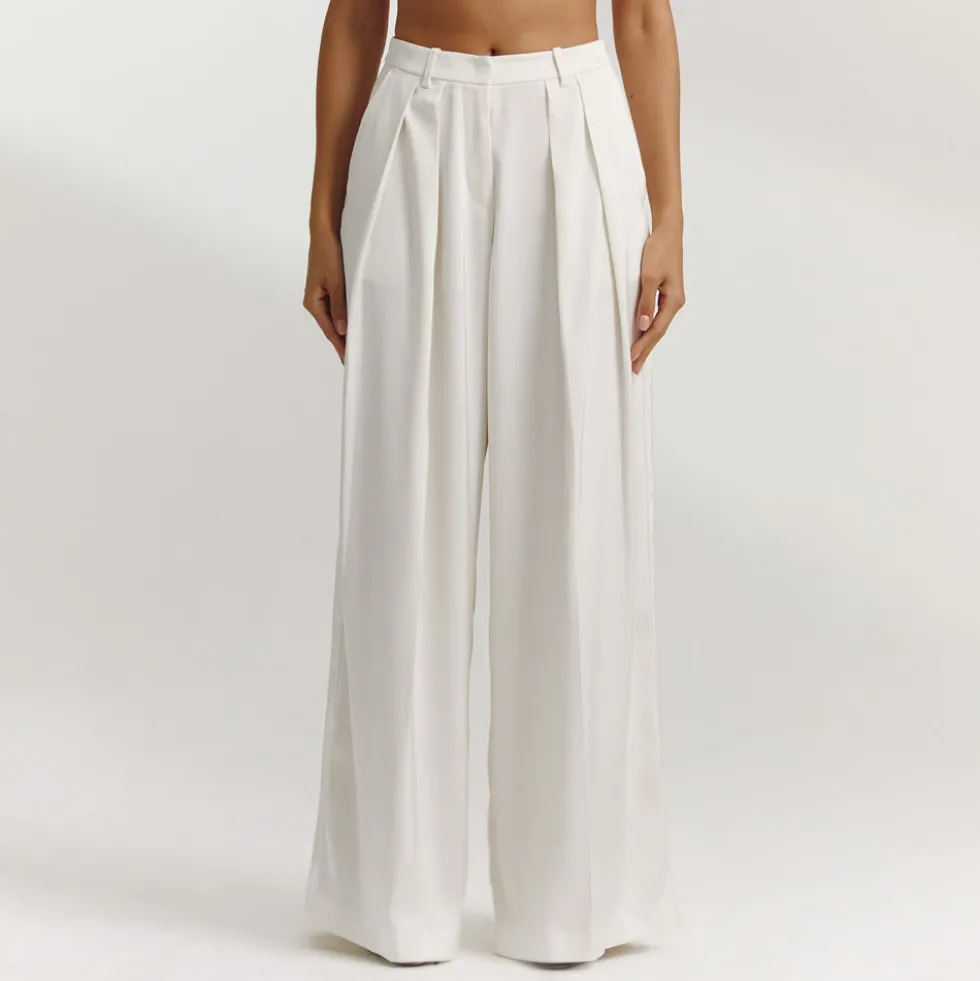 Pantalon Large en Satin - Écru