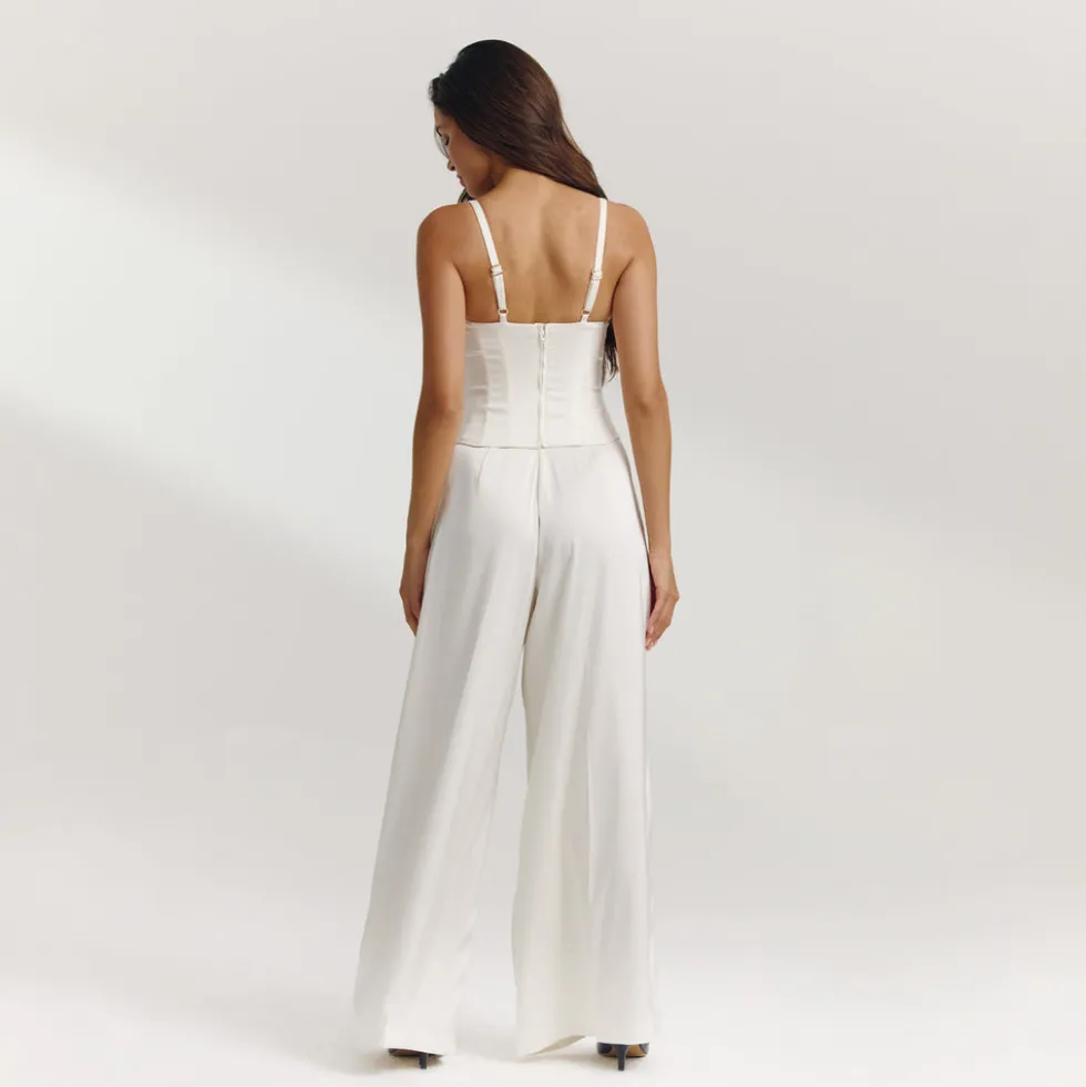 Pantalon Large en Satin - Écru