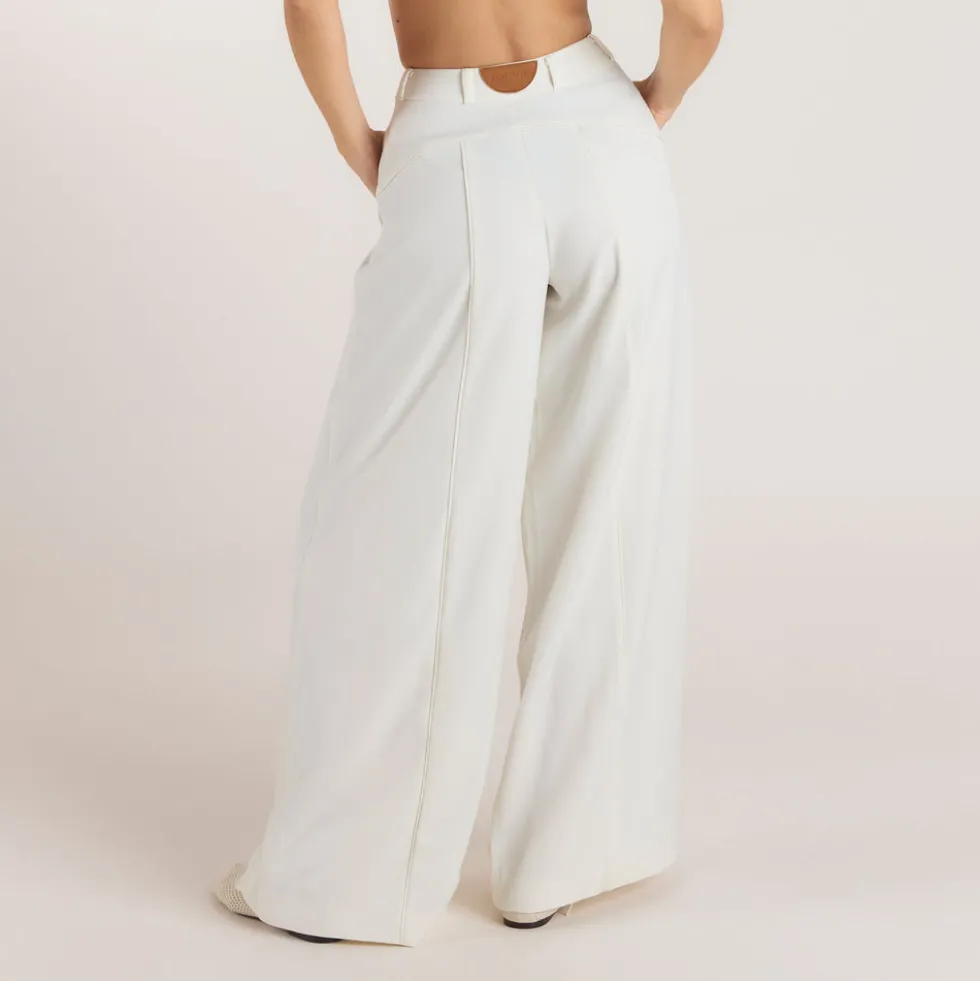 Pantalon Large à Plis - Écru