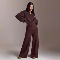 Pantalon à Ourlet en Maille - Chocolat