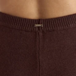Pantalon à Ourlet en Maille - Chocolat