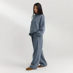 Pull avec Quart de Zip - Bleu Délavé