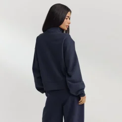 Pull avec Quart de Zip - Bleu Foncé