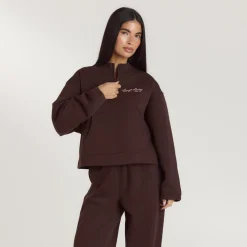 Pull avec Quart de Zip Lounge Living - Chocolat