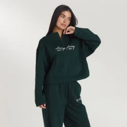 Pull avec Quart de Zip Lounge Living - Vert Forêt