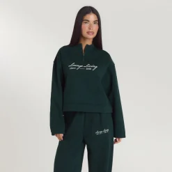 Pull avec Quart de Zip Lounge Living - Vert Forêt