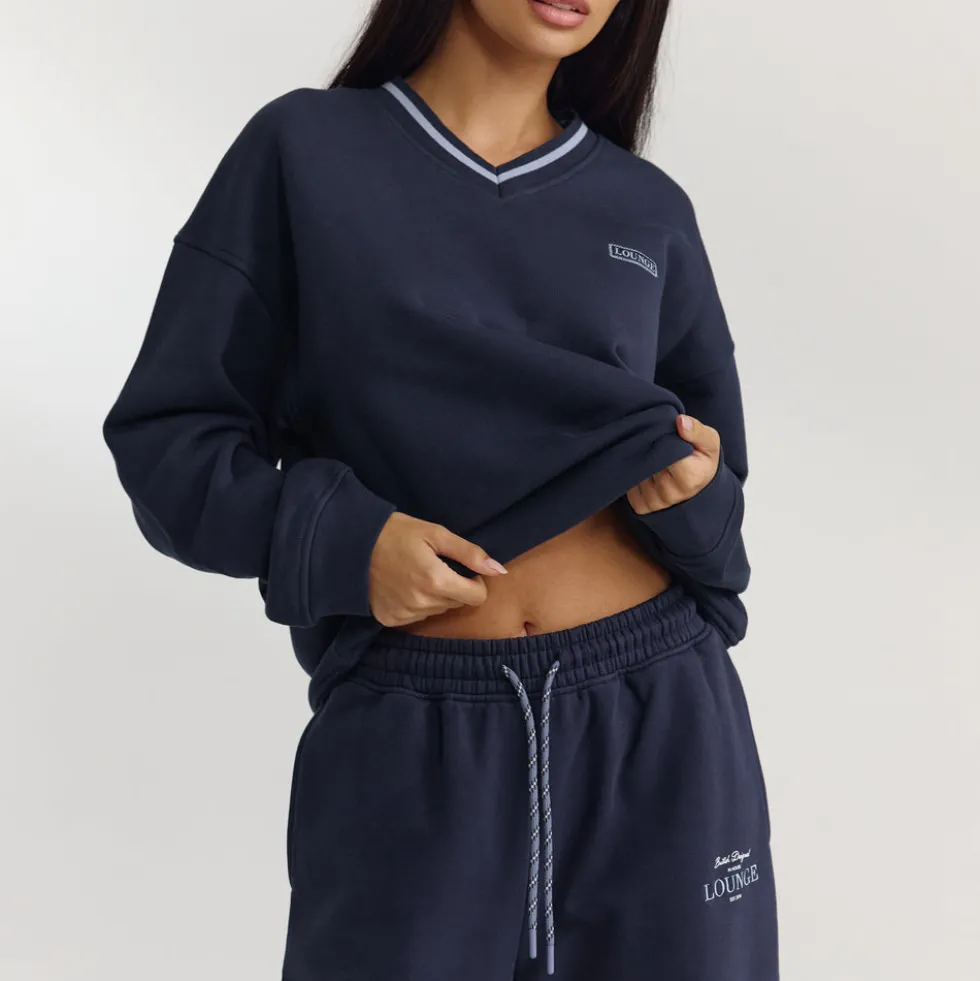 Pull à Col en V - Bleu Foncé