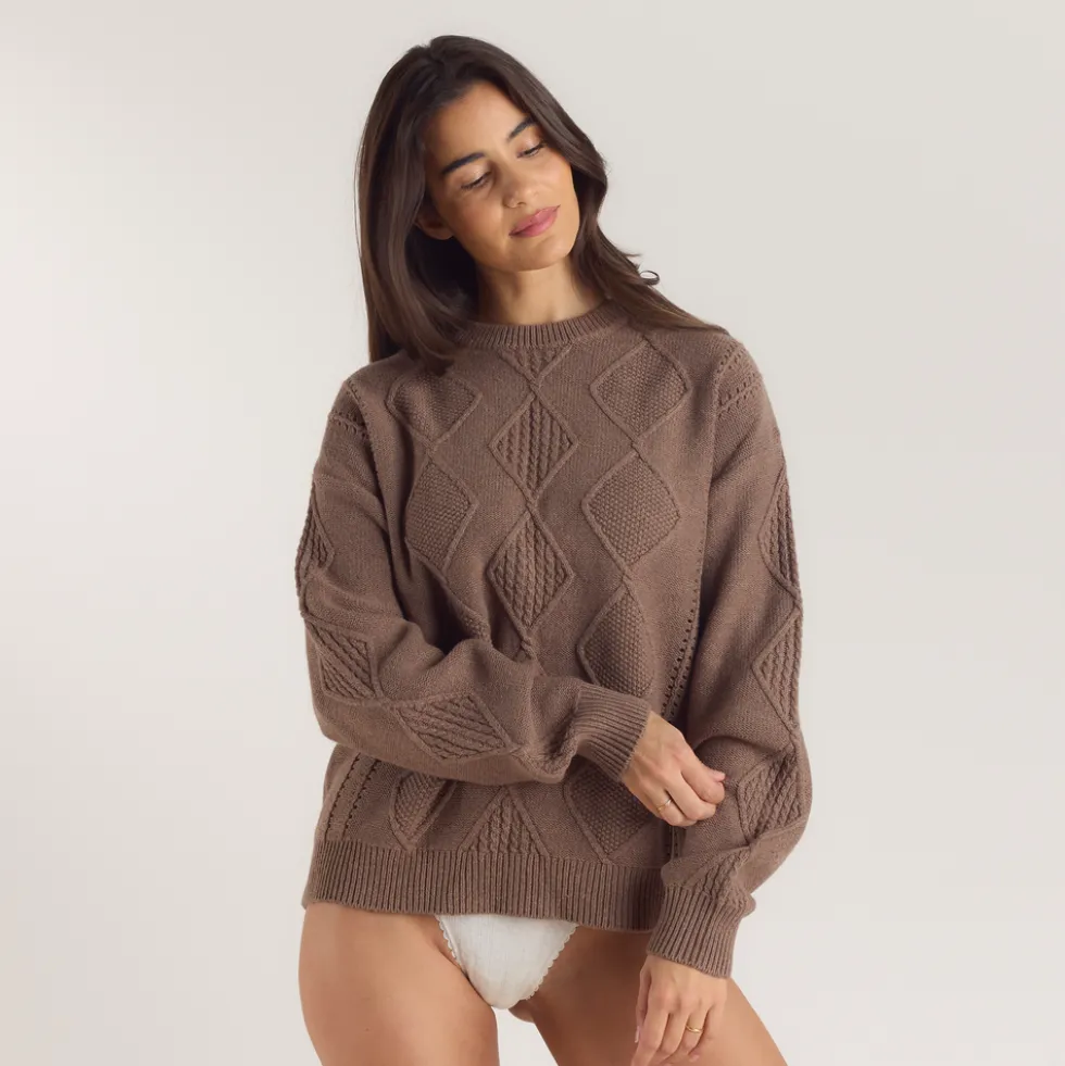 Pull Torsadé - Marron