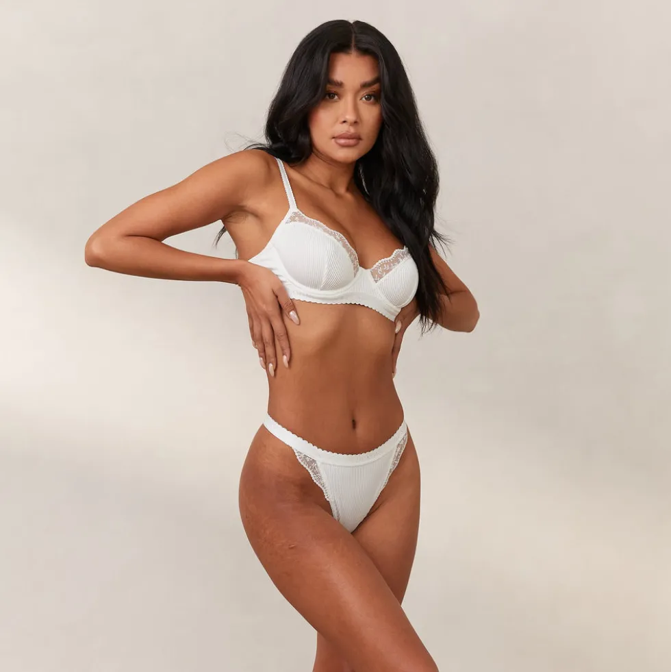 Ribbed Balcony Soutien-Gorge - Blanc