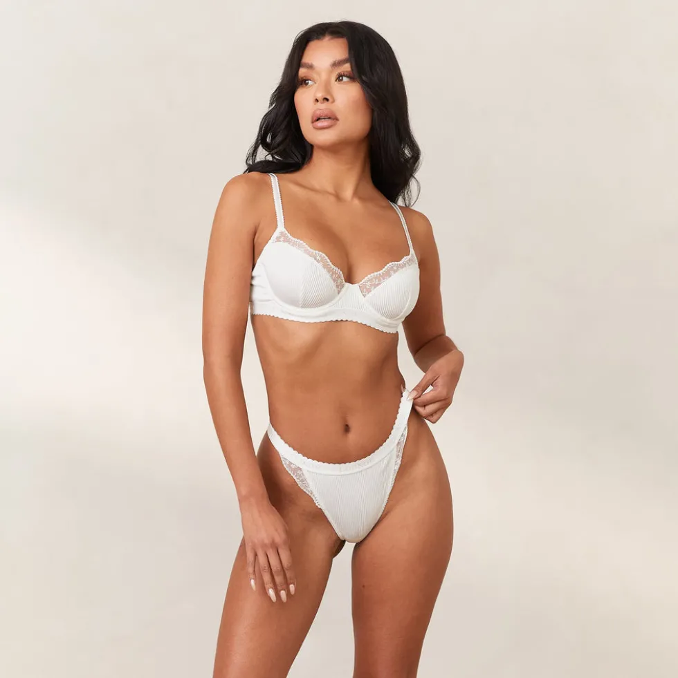 Ribbed Balcony Soutien-Gorge - Blanc