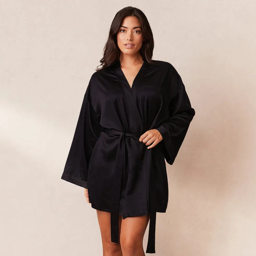 Robe de Chambre Signature Satiné - Noir