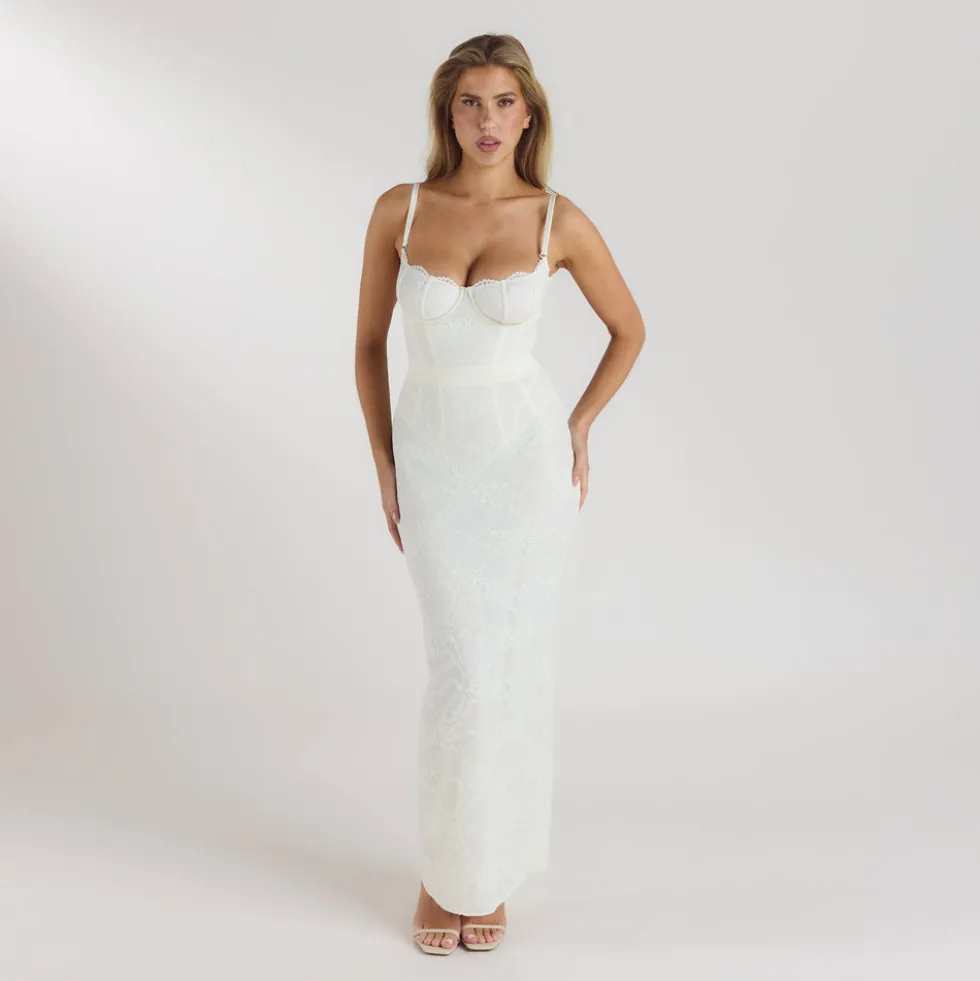 Robe Longue avec Body Blossom - Crème