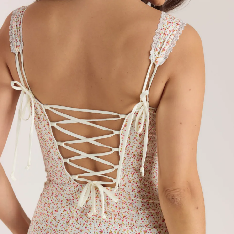 Robe Maxi Corset - Crème Florale