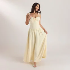 Robe Maxi Taille Basse - Jaune Citron