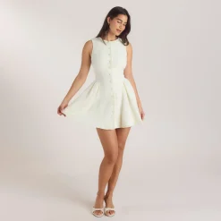 Robe Mini Brodée - Crème