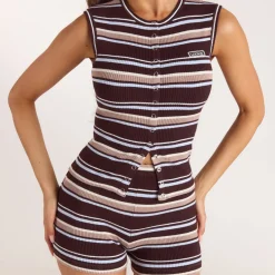 Short en Tricot - Rayures Marron