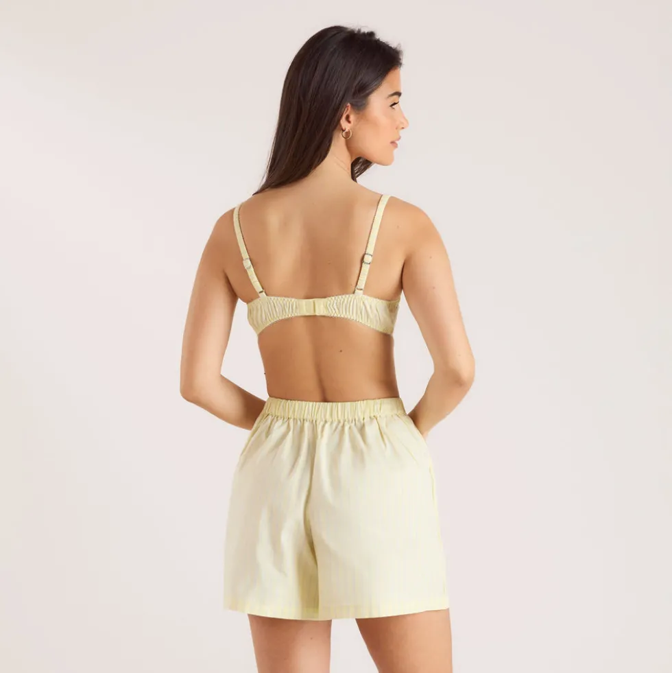 Soutien-Gorge en Coton Rayé - Jaune