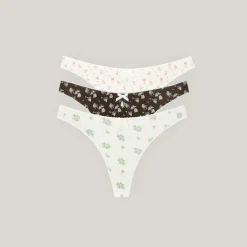 Strings en Pointelle (lot de 3) - Motif Neutre