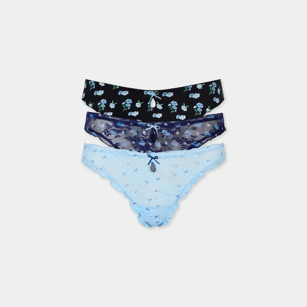 Strings Imprimés (Pack de 3) - Imprimé Bleu