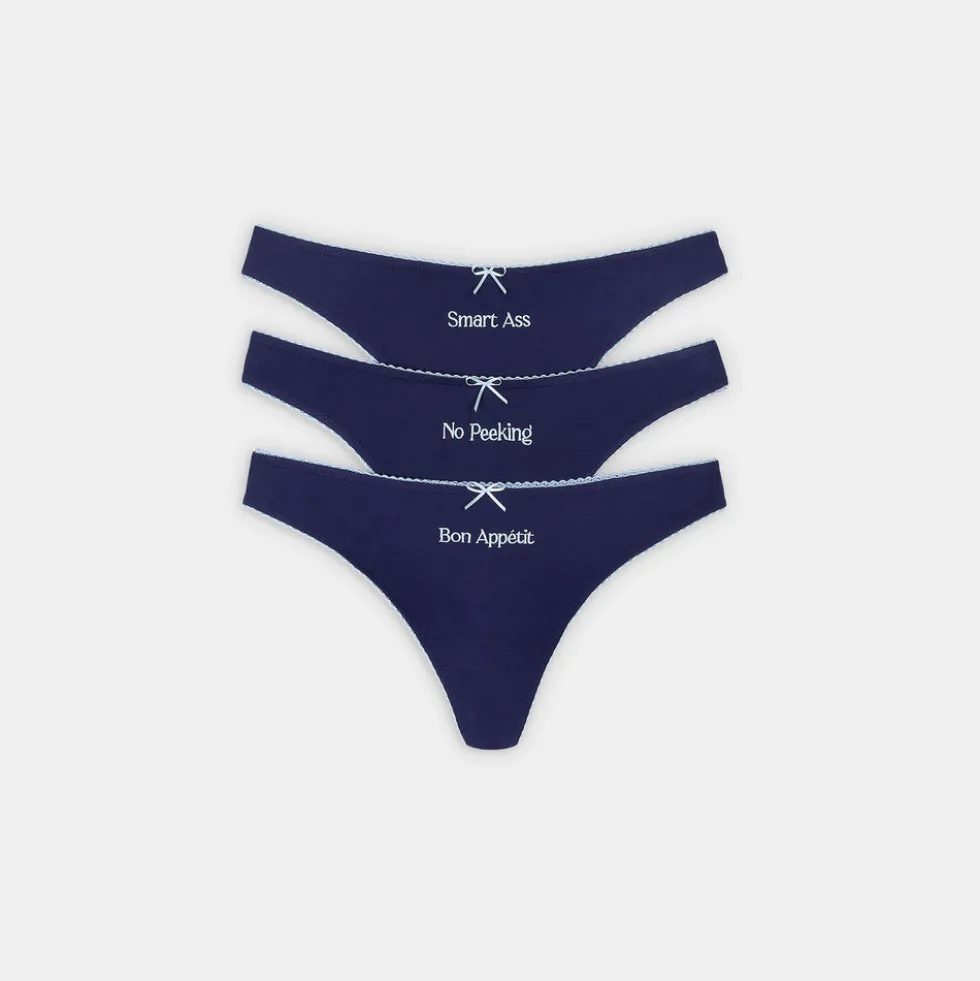 Strings Slogan (Pack de 3) - Bleu Marine
