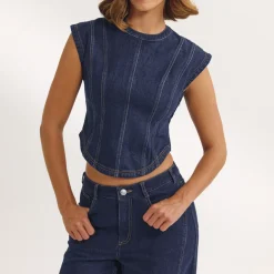 Top Ajusté en Denim - Indigo