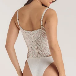 Top Corset avec Bordure en Dentelle - Rose Floral