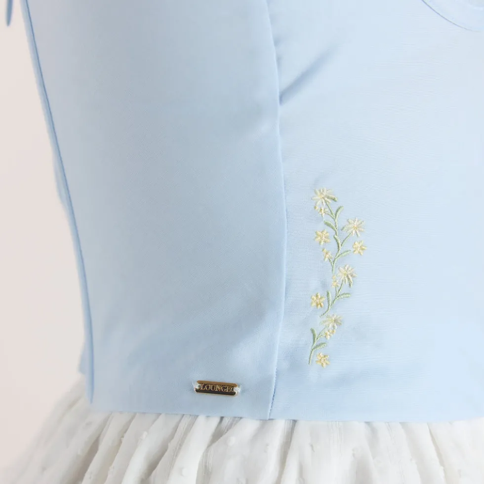 Top Corset à Motif Floral - Bleu
