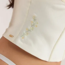 Top Corset à Motif Floral - Crème au beurre