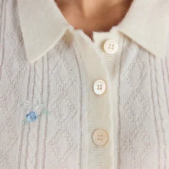 Top en Maille Brodée - Crème
