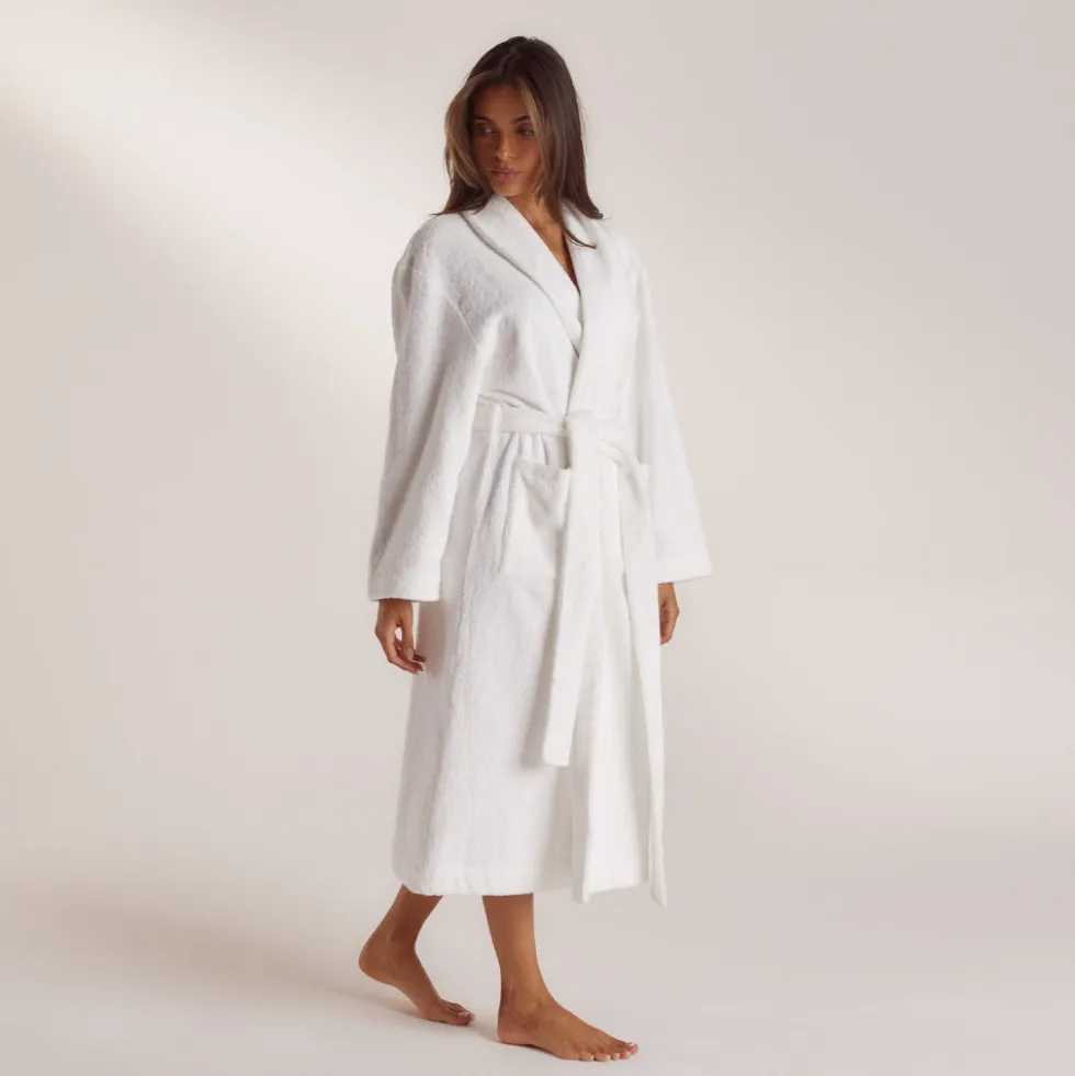 Towelling Dressing Gown - White