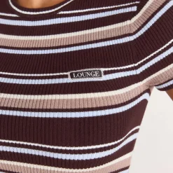T-Shirt en Tricot - Rayures Marron