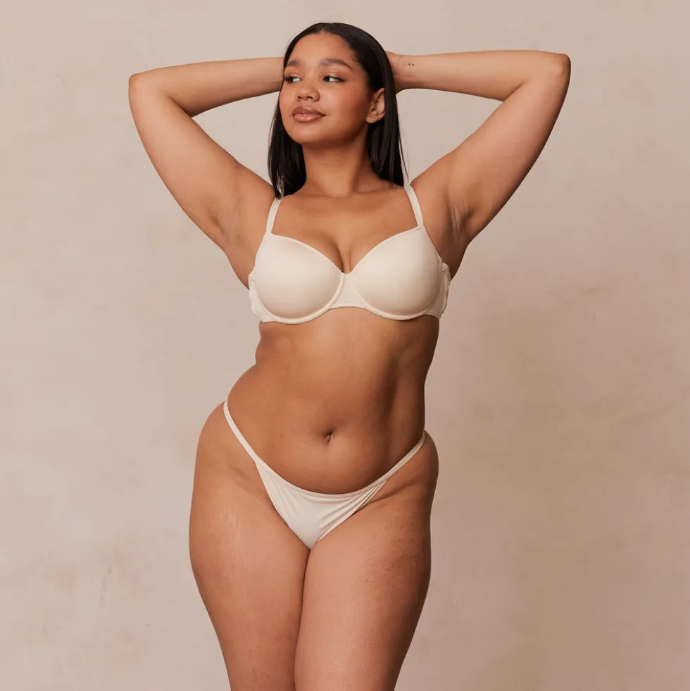 Your Everyday T-shirt Soutien-Gorge et String/Culotte Ensemble - Latte